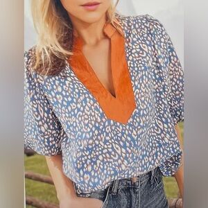Stylish Blue and Orange Women's Top